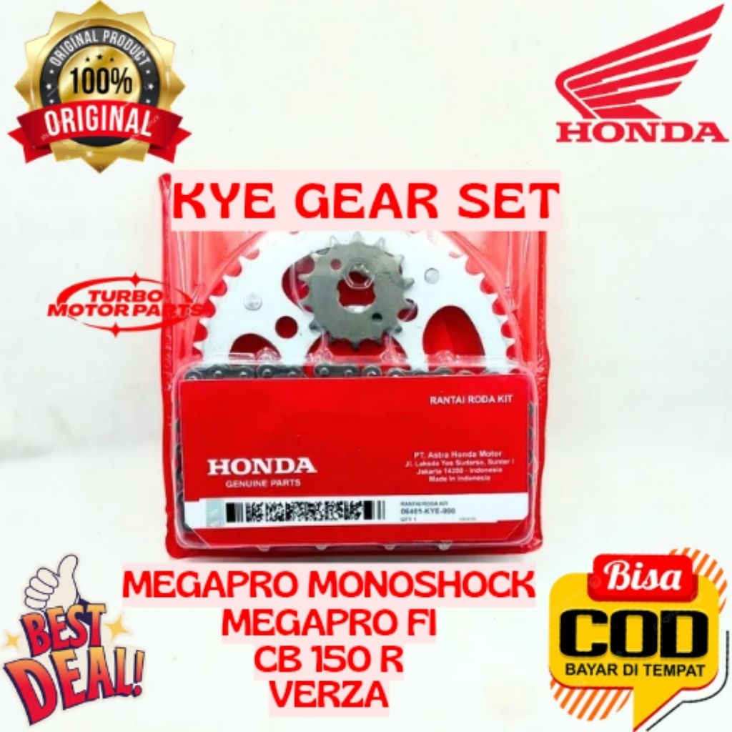 Gear Set / Gir Paket Original Honda Megapro Monoshock Megapro FI Verza CB150R CRF 150 KYE Ready Stok