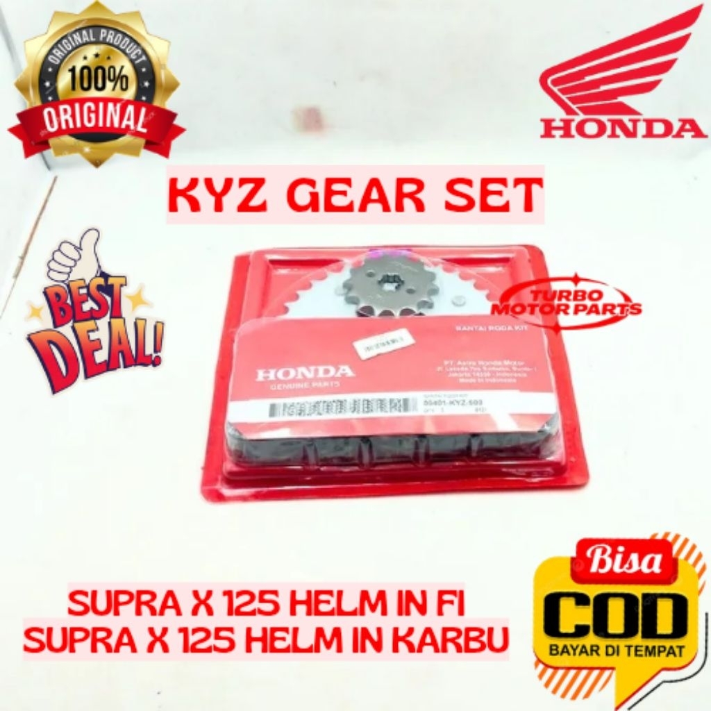 GEAR SET ORIGINAL HONDA KODE KYZ, GEAR SET SUPRA X 125 HELM IN FI, GEAR SET SUPRA X 125 HELM IN KARB