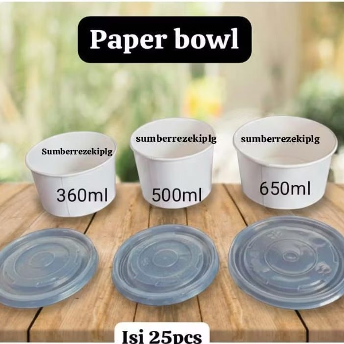 PAPER BOWL RICE BOWL NESTO ISI 25PCS 360ML 650ML / PAPER BOWL / RICE BOWL / WADAH NASI CATERING / WA