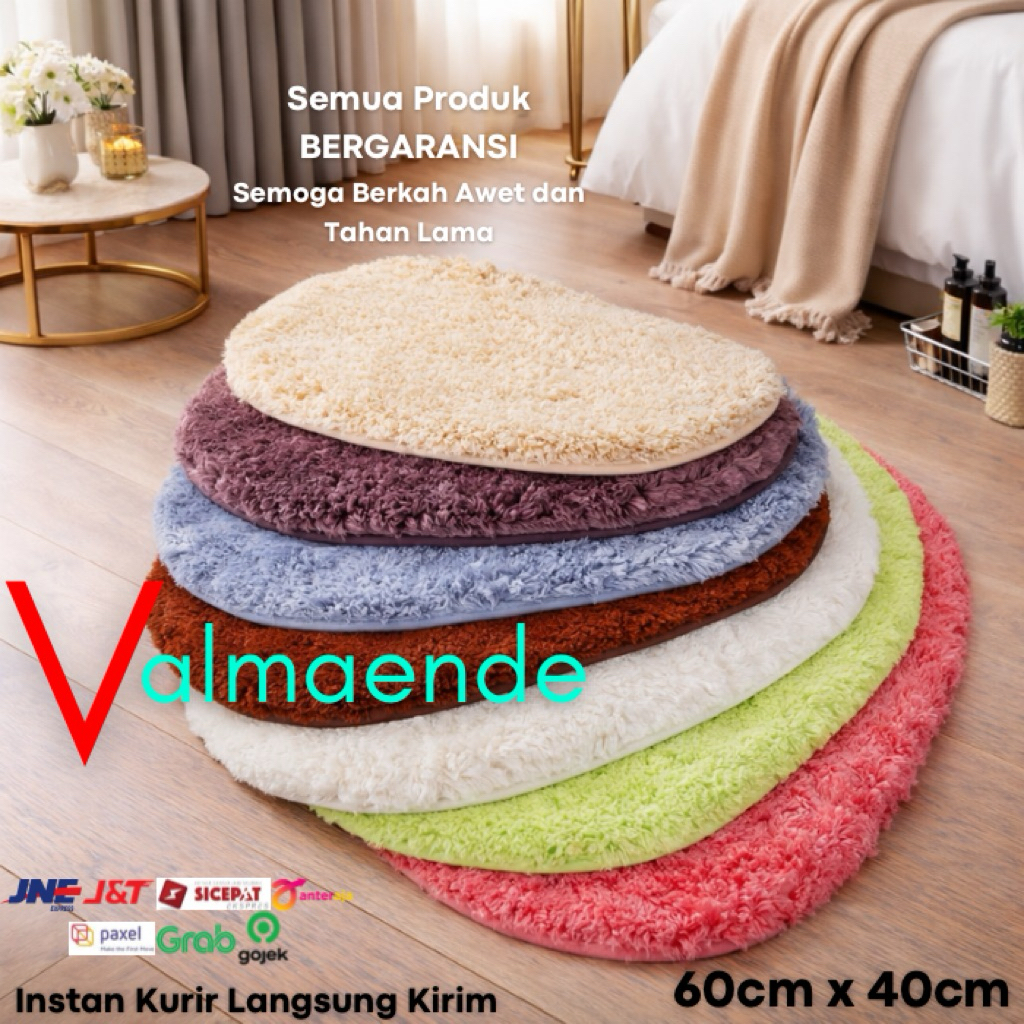 Keset Kamar Mandi 60x40cm Keset Dapur Bulu Oval Handuk Lembut dan Halus