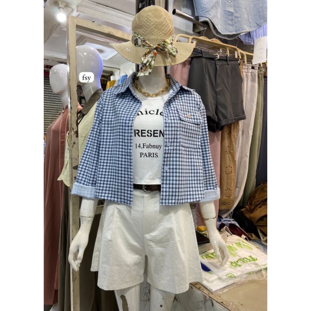 New VSF04.450K -3 Kemeja Crop Flanel + Inner Rekomendasi Limited Edition - Bangkok Import / Kemeja C