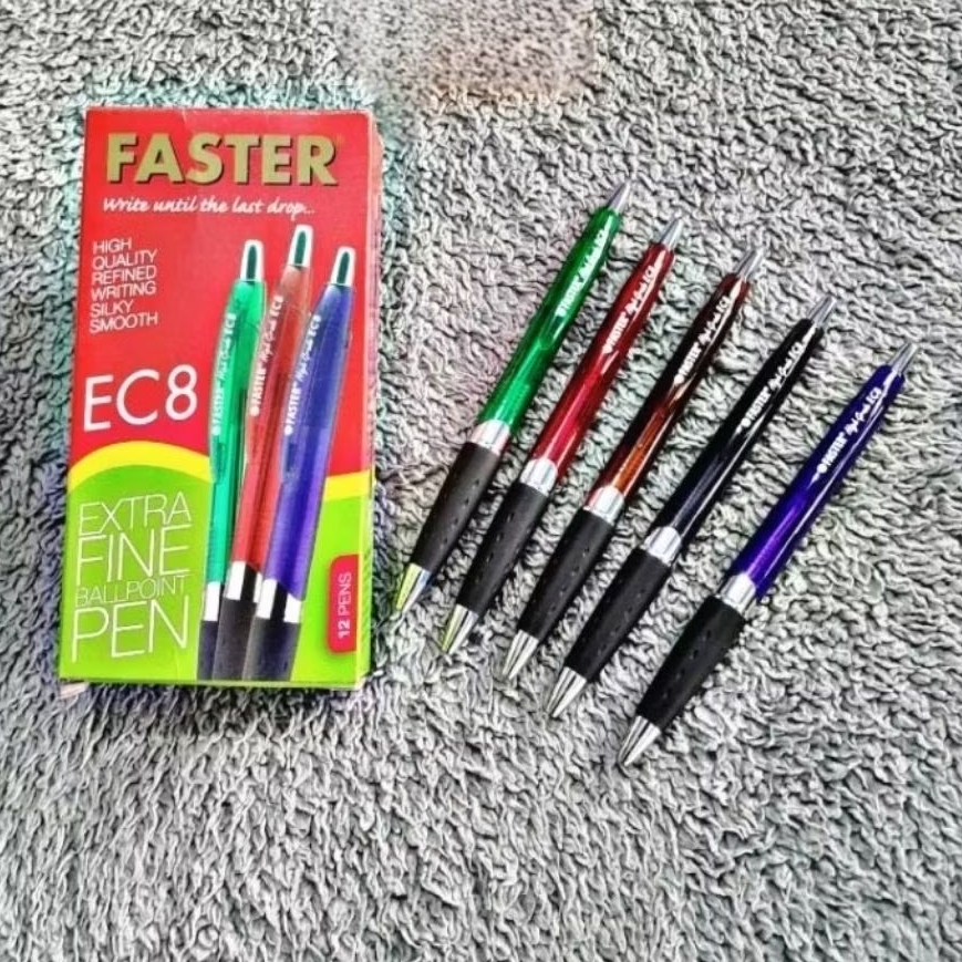 pulpen/bulpen/ballpoin/pena klik faster EC8 0,7mm (1 lusin/12 pcs)