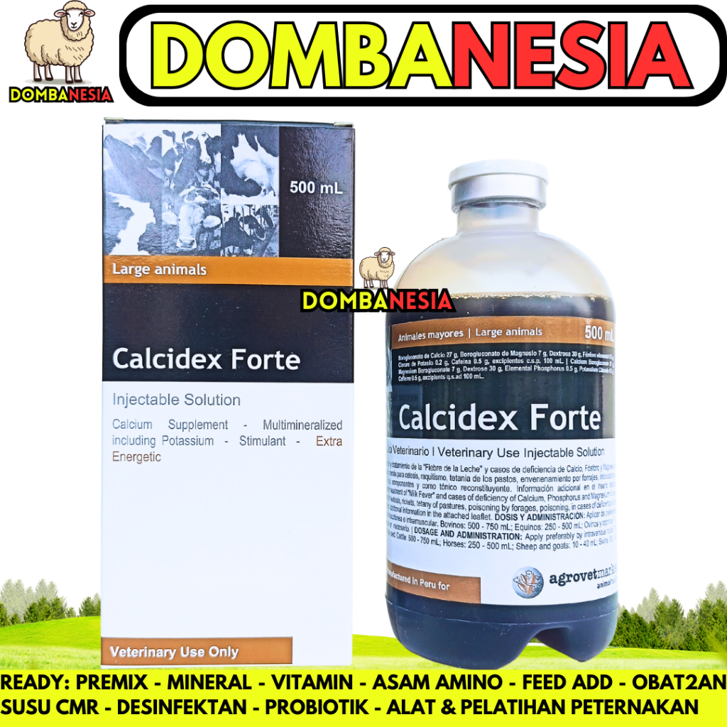 CALCIDEX FORTE 500 ML AGROVET - Obat Hewan Ketosis Milk Fever Ambruk Ternak Sapi Kuda Kambing Babi