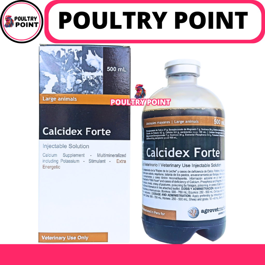 CALCIDEX FORTE 500 ML AGROVET - Obat Hewan Ketosis Milk Fever Ambruk Ternak Sapi Kuda Kambing Babi