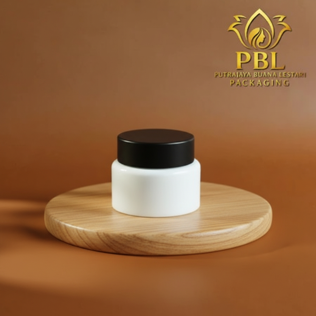 POT PP RR 10 GR PUTIH CAP HITAM / POT CREAM 10 GR FLAT / POT KEMASAN CREAM & KOSMETIK 10gr