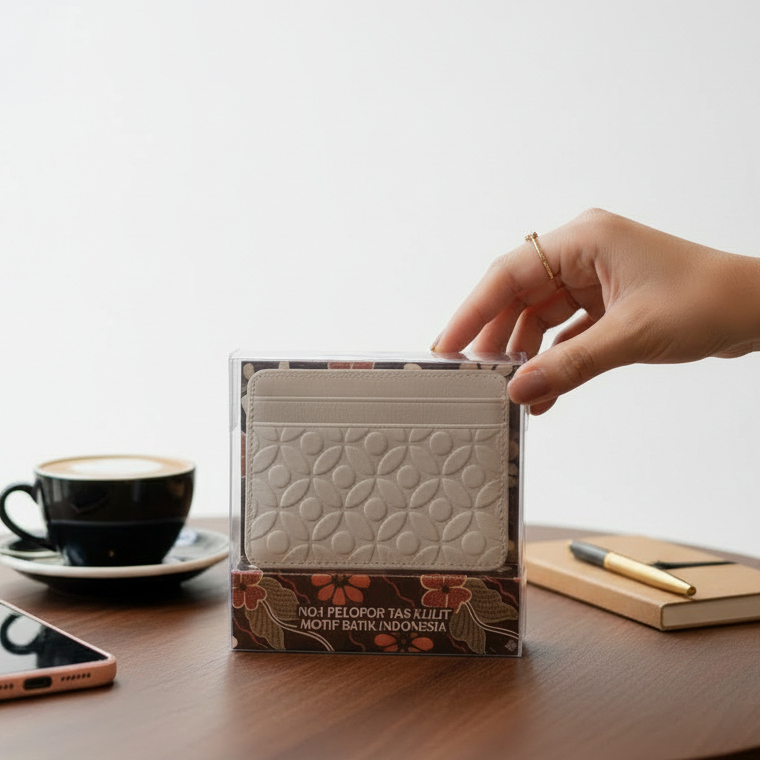 Berliano Indonesia Pocked Wallet - Paket Gift Dompet Kartu Motif Batik - Kado Dompet Kulit Asli