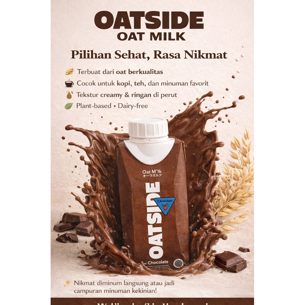 oatside oat milk || 1dus (isi24) || Coklat