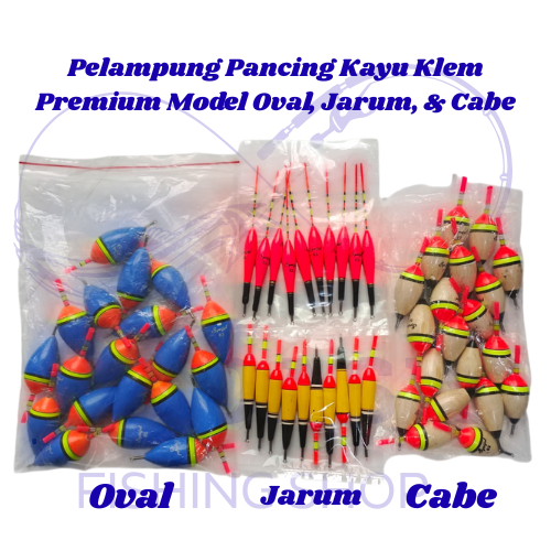 Pelampung Pancing Kayu Klem Premium - Model Oval, Jarum, & Cabe - Sensitif & Stabil