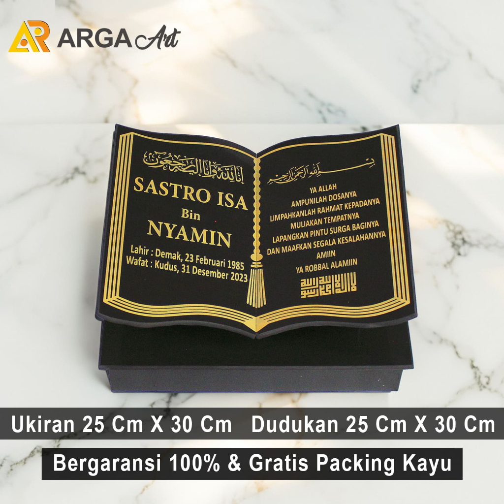 Batu Nisan Makam Full Set Granit Kijing Maesan Kuburan Model Bentuk Buku Anak Bayi Dewasa 25X30/25X3