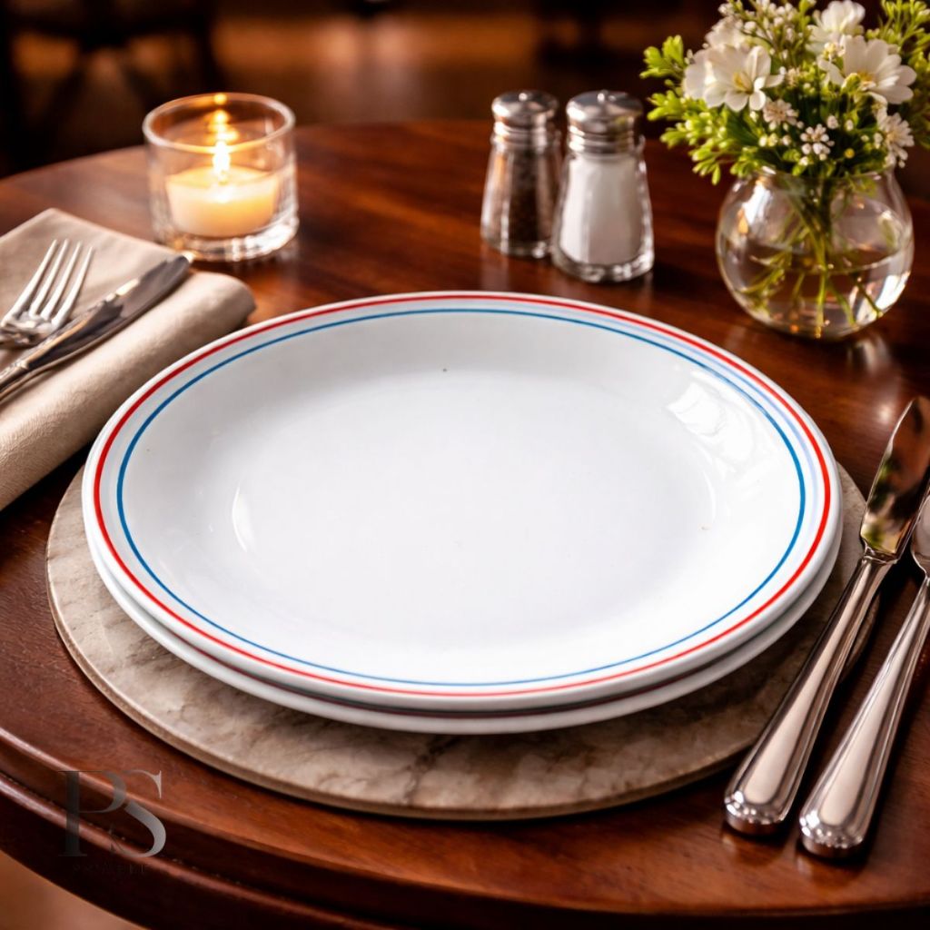 Piring Makan Keramik 1/2 Lusin 10 Inch Ceper Pelangi Packing Kayu