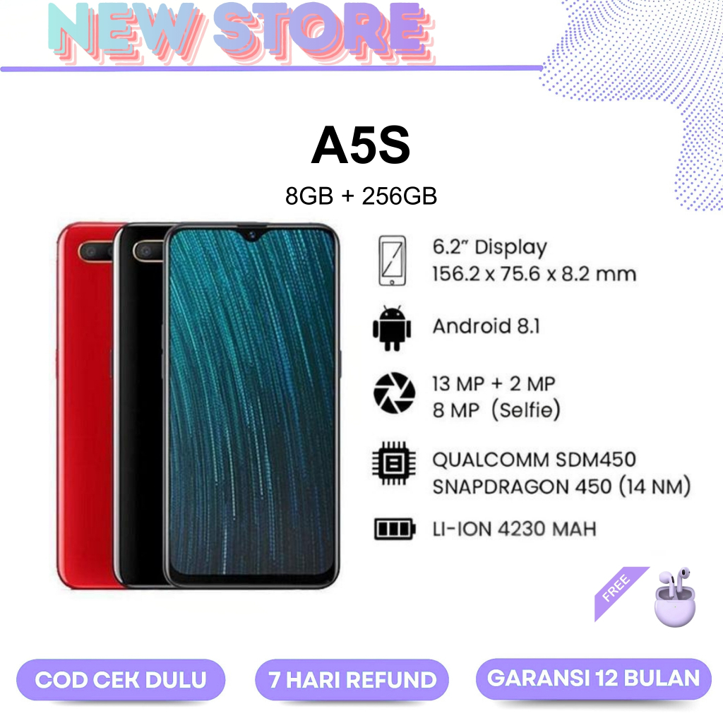 [Bekas] [Seperti baru 99%] Smartphone Bisa COD HP A5s 5G - RAM 8GB & 128GB/256GB 50MP Camera  33W SU