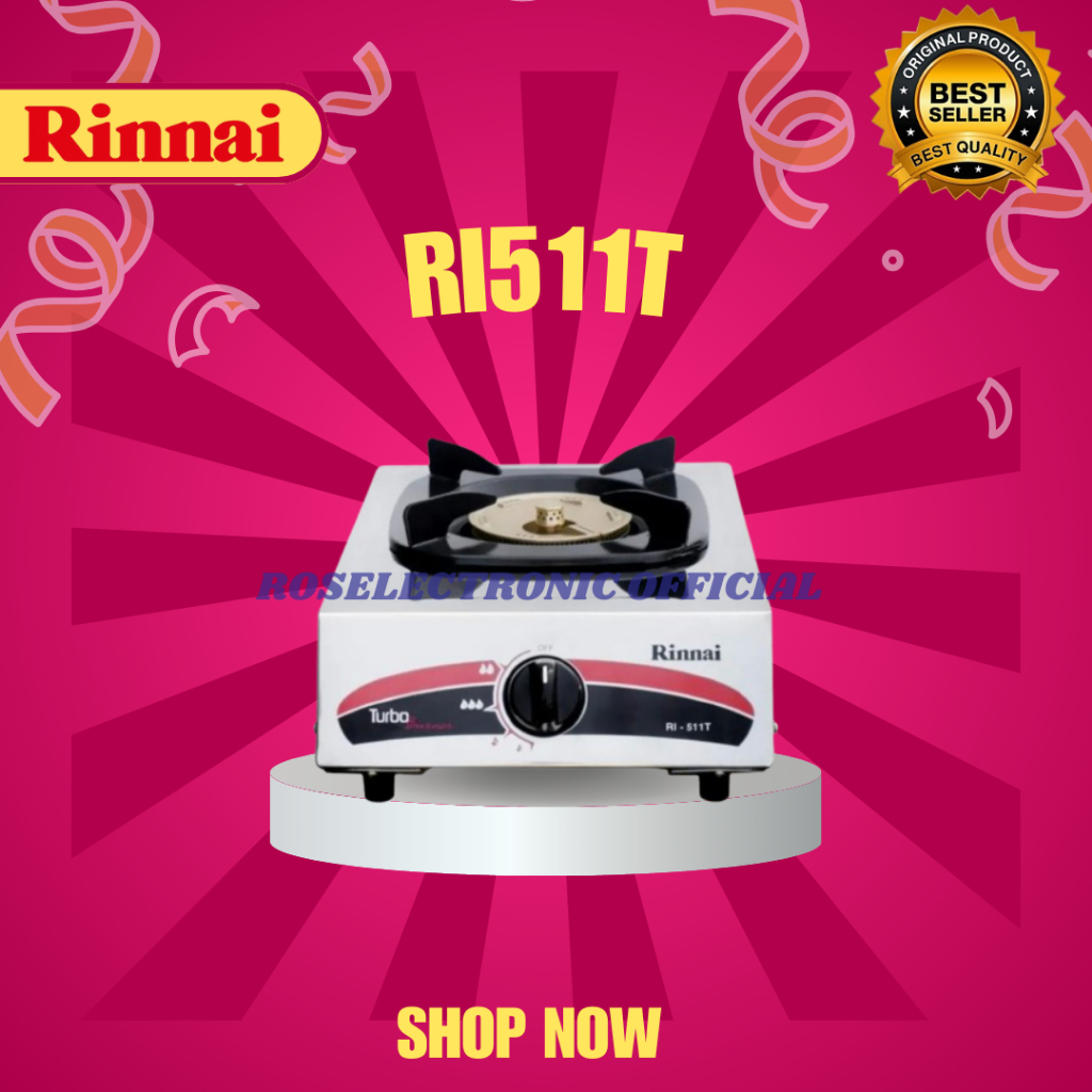 RINNAI KOMPOR GAS PORTABLE 1 TUNGKU RI 511 T/RI511T/RI 511T/RI-511-T/RI 511 T/KOMPOR GAS PORTABLE