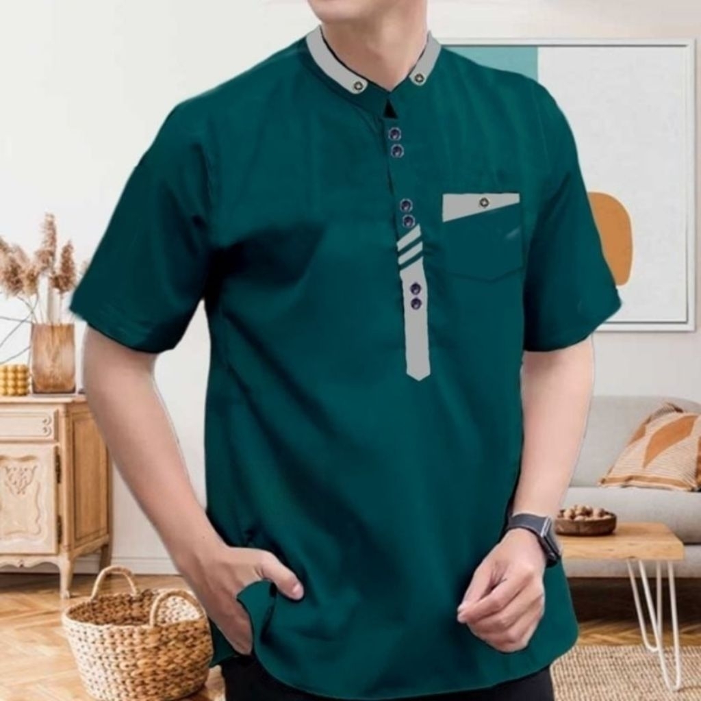 RANGGA - BAJU KOKO KURTA KATUN TOYOBO PREMIUM PRIA LENGAN PENDEK UKURAN M L XL XXL JUMBO ACARA LEBAR