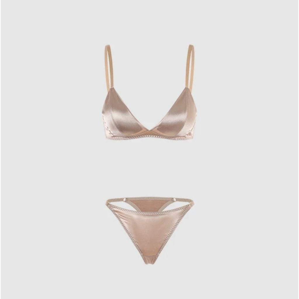 BEVERLY JEAN - Jaquelle Bra Set Setelan Bra+CD tanpa kawat Satin Style Bikini Thong Sexy Hot