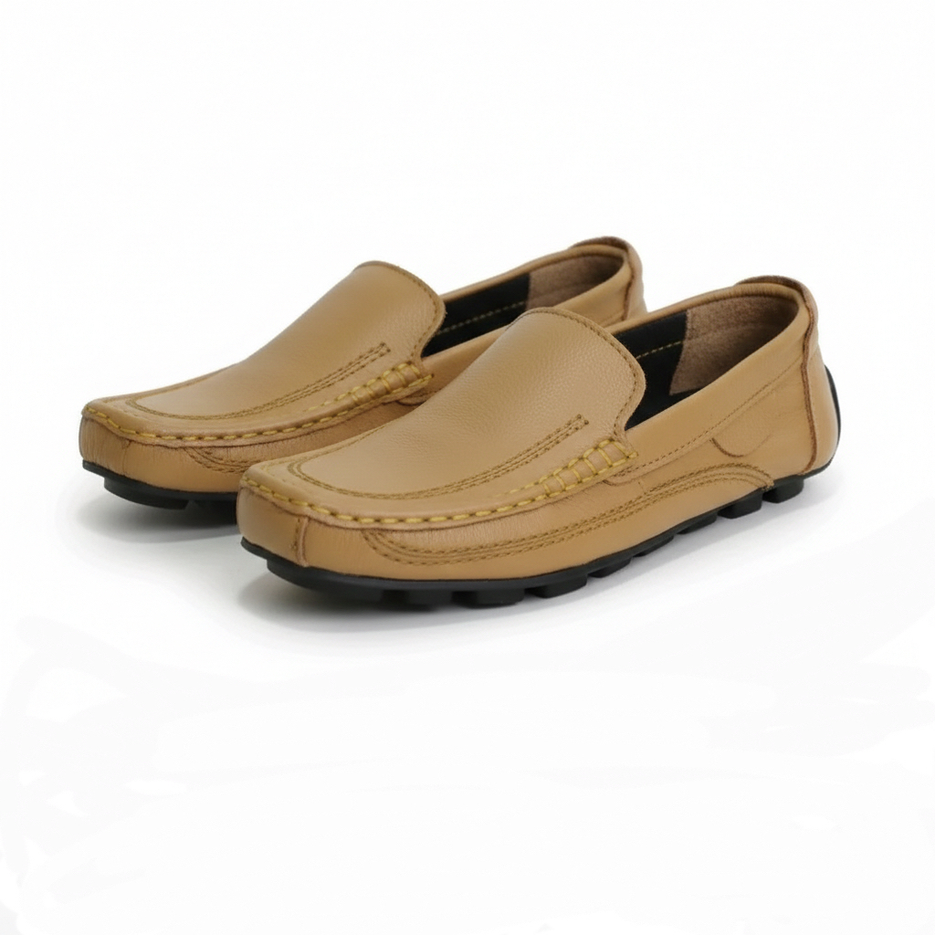 DYREN - Sepatu Pantofel Pria Kulit Asli Slip On Warna tan 39-43