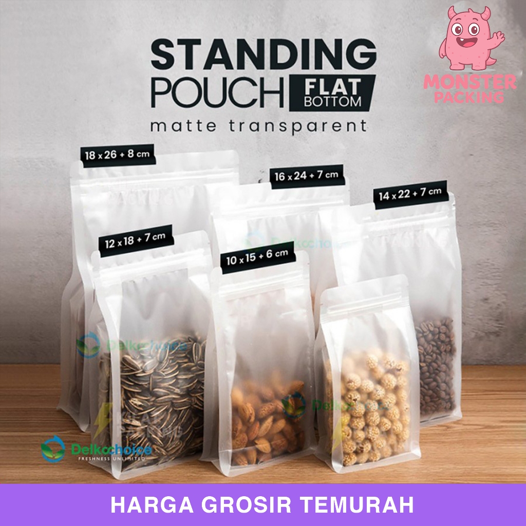 STANDING POUCH FLAT BOTTOM MATTE DOFF / KEMASAN SNACK PREMIUM SATUAN