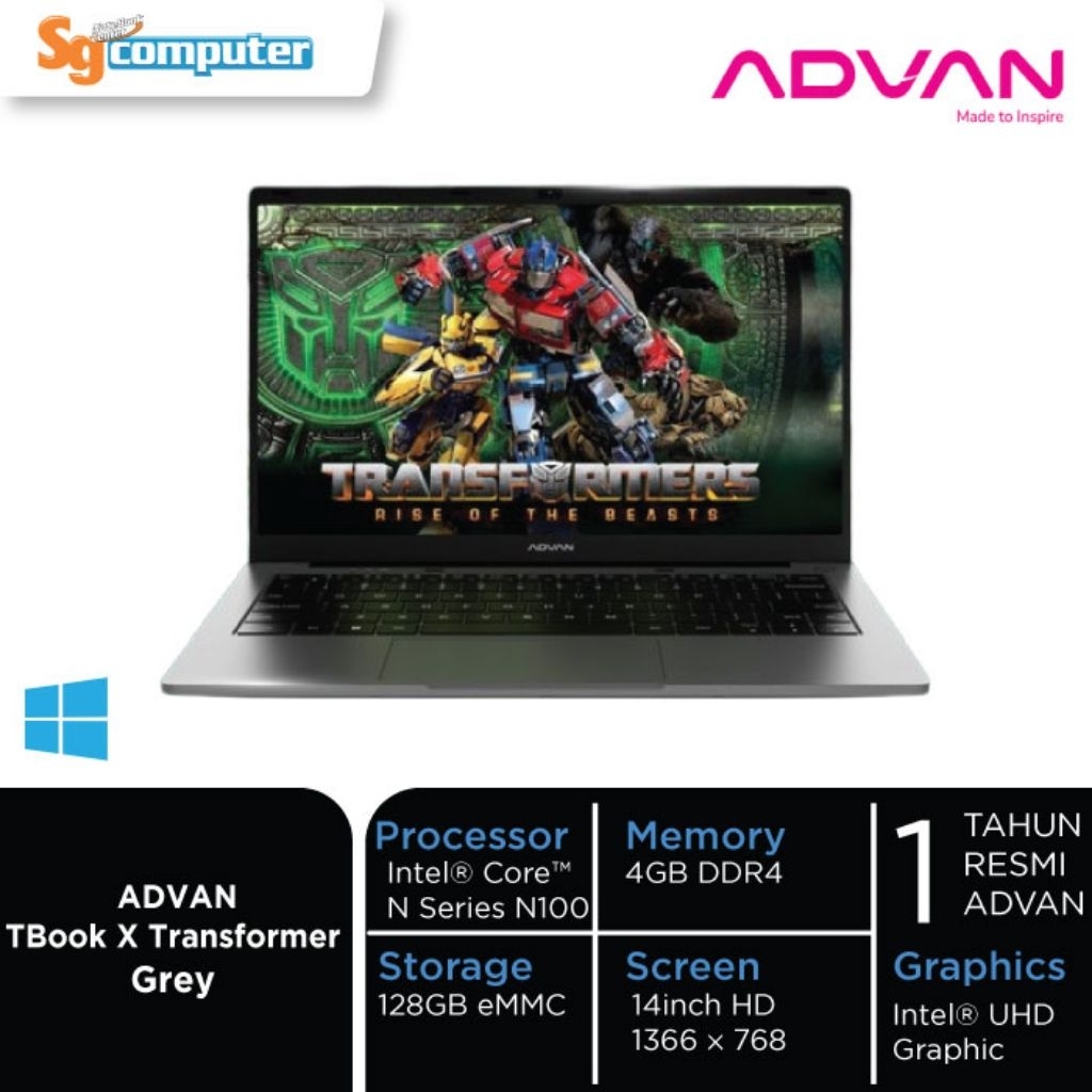 LAPTOP ADVAN TBOOK RAM 4/128 nominus