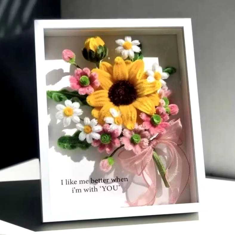 TERMURAH PROMO-Bingkai Foto 3D Flower kawat bulu & Lampu LED FREE DUS BOX / Bingkai Murah / Bingkai 