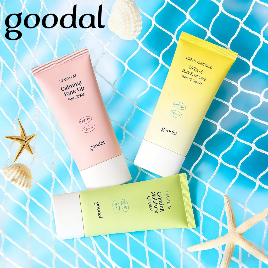 Goodal Sunscreen SPF 50+ PA++++ 50ml / Goodal Green Tangerine Vita C Dark Spot Tone Up Cream / Gooda
