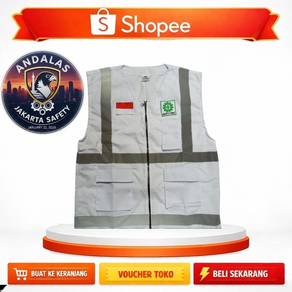 rompi safety/rompi safety warna putih/rompi safety proyek