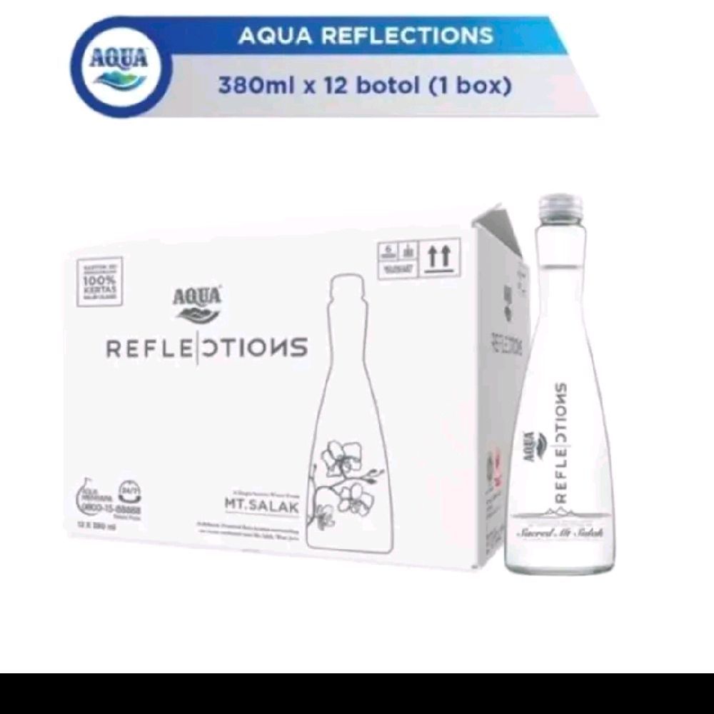 AQUA Reflections Still 380ml x 12 Botol Beling 1 Dus Air Minum Segar dan Higienis Kemasan Praktis Id
