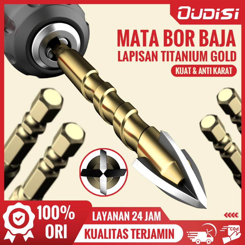 OUDISI mata bor baja keras ori 3mm-12mm mata bor serbaguna multifungsi hexagonal beton granit untuk 