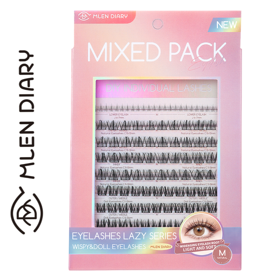 MLEN DIARY Bulu Mata 3 IN 1 MIXED PACK M NATURAL STYLE Series D Curl 11-15mm - MAX (1 PAK ISI 96pcs)