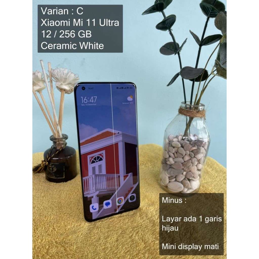 Xiaomi Mi 11 Ultra 5G 12/256 GB White Second Layar LCD 1 Garis Hijau