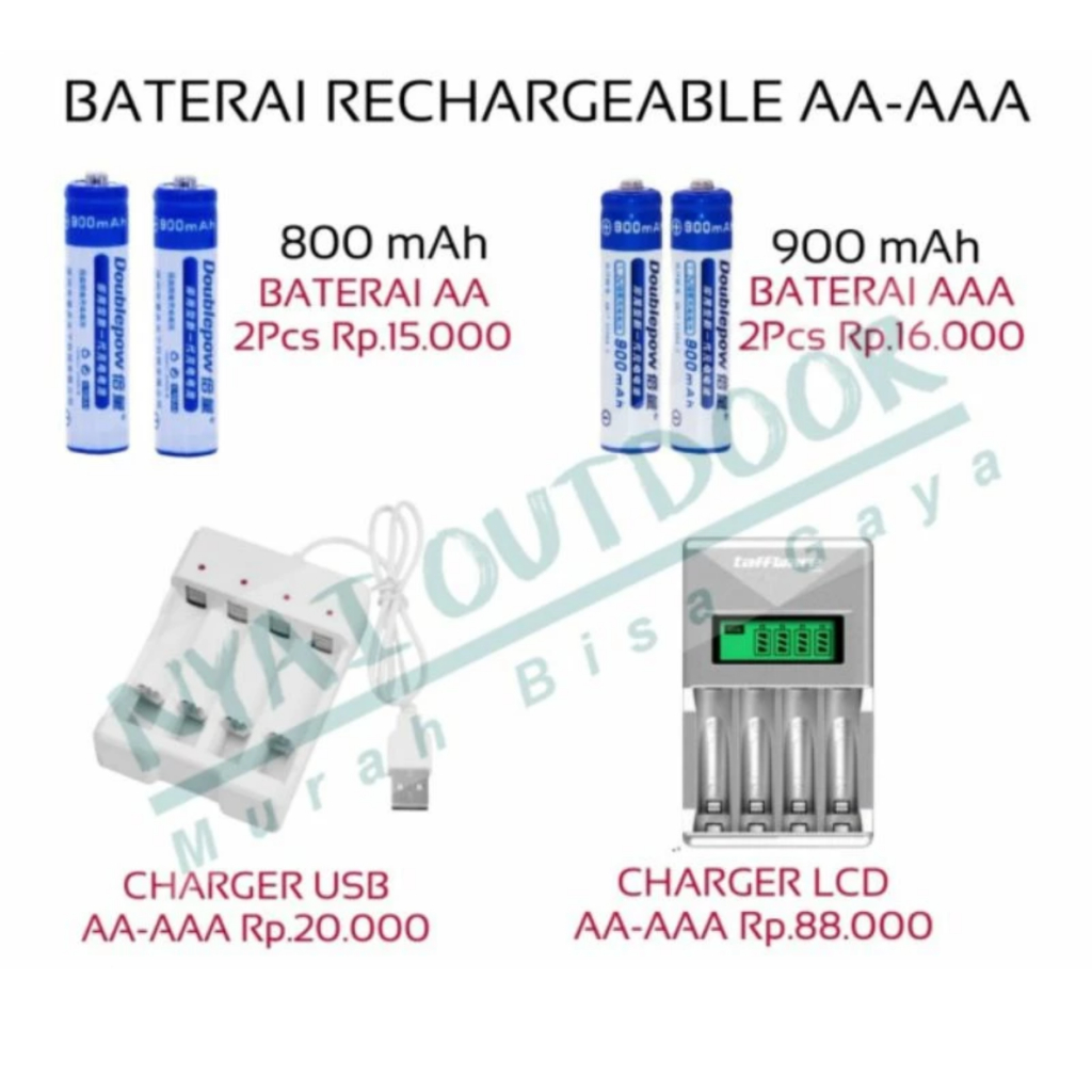 baterai rechargeable AA-AAA charger USB LCD