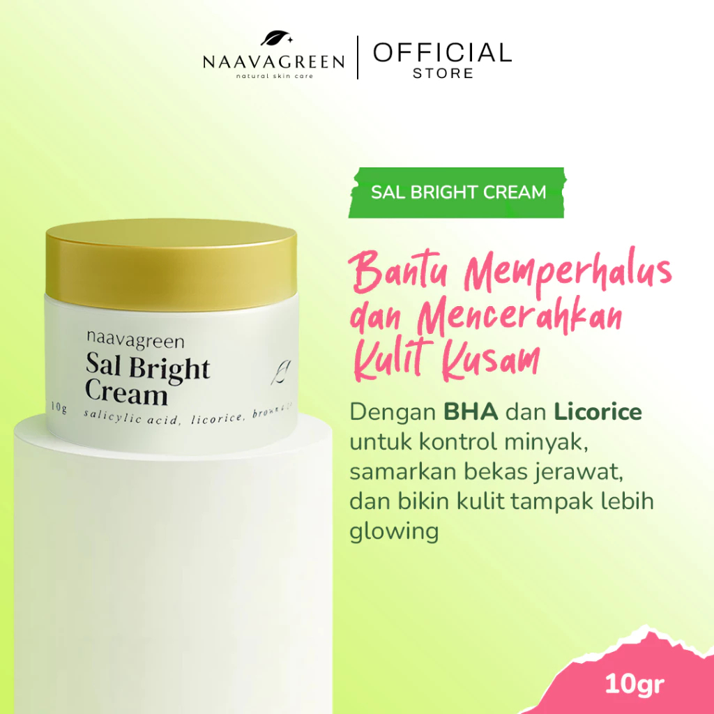 NAAVAGREEN Sal Bright Cream - Melembabkan dan membunuh bakteri penyebab jerawat