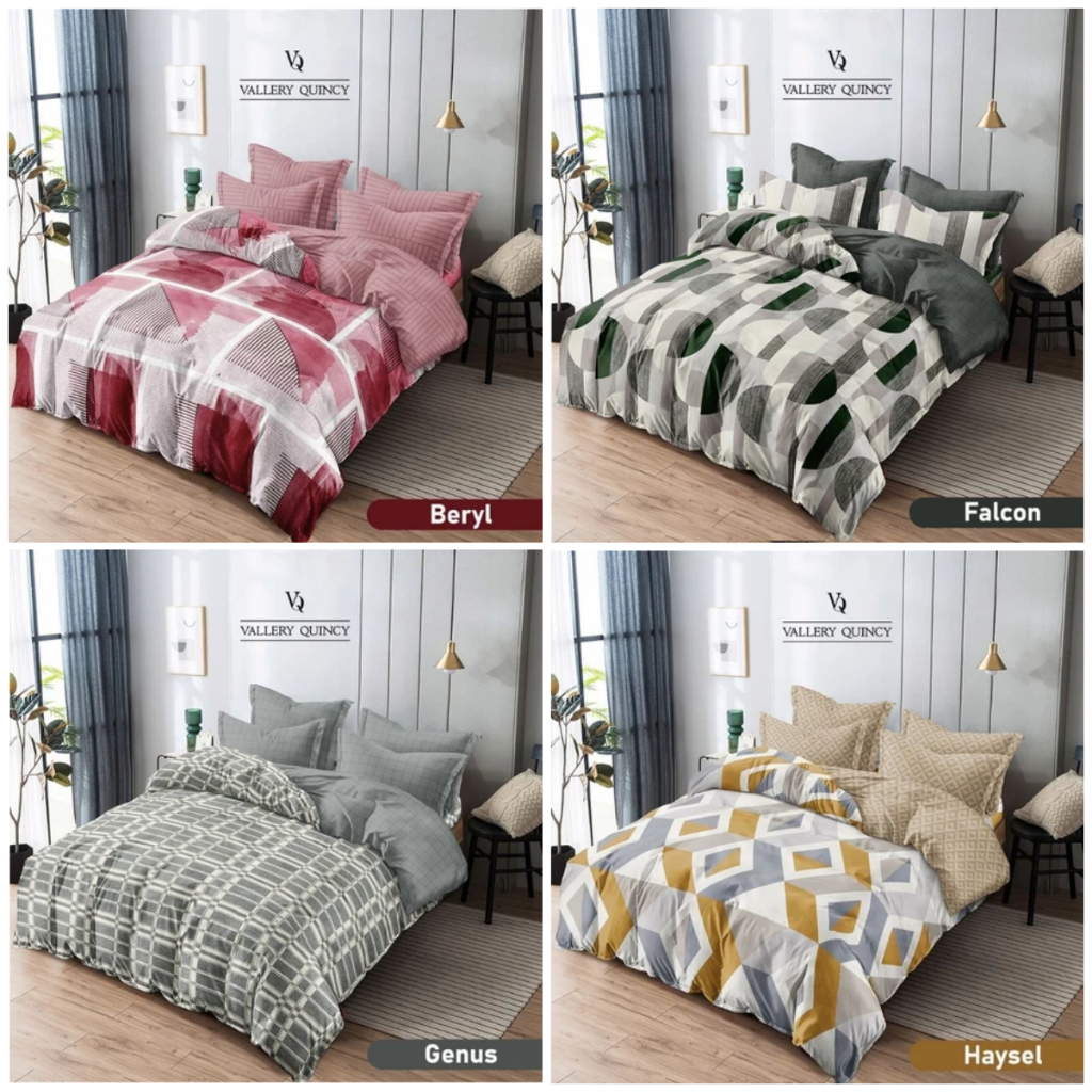 Bedcover Vallery Quincy 180 x 200 ( 6 kaki ) Motif Minimalis
