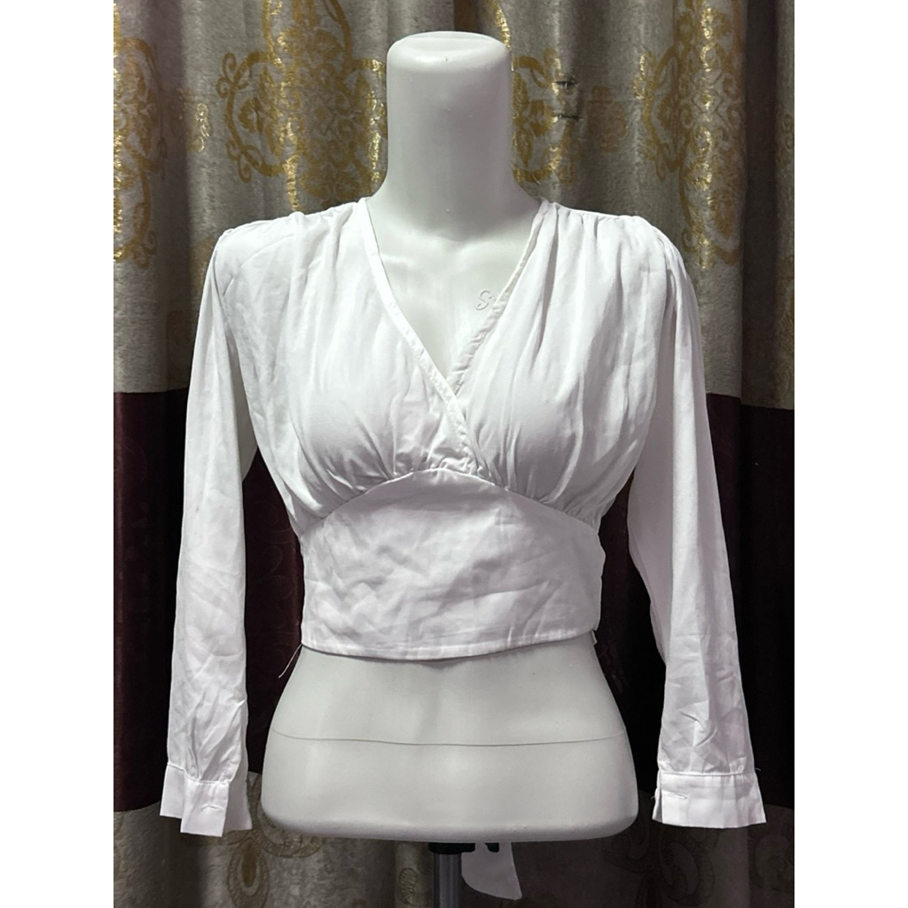 baju atasan wanita blouse crop top silang model tali belakang stylish kekinian