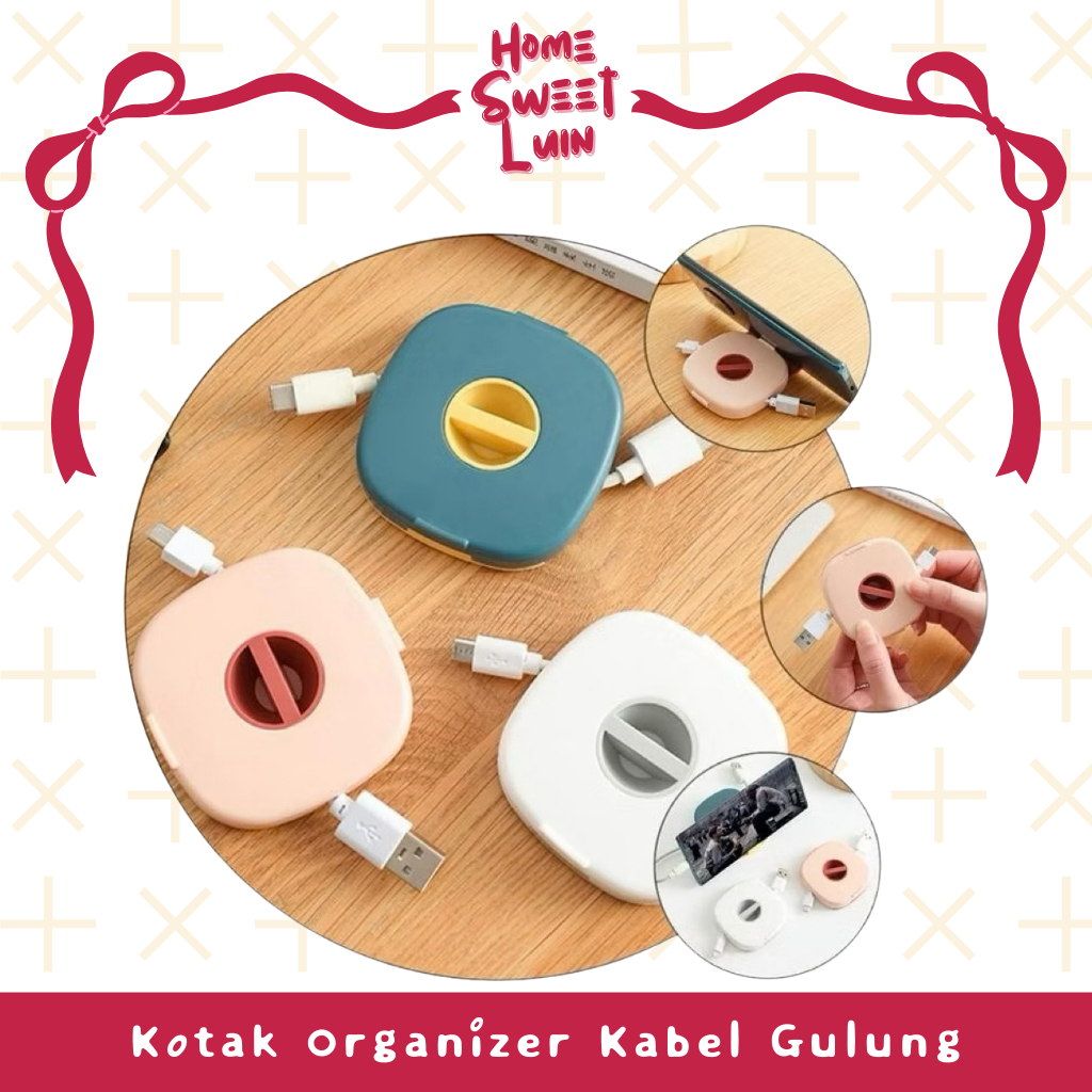 Kotak Organizer Kabel Gulungan + Stand HP
