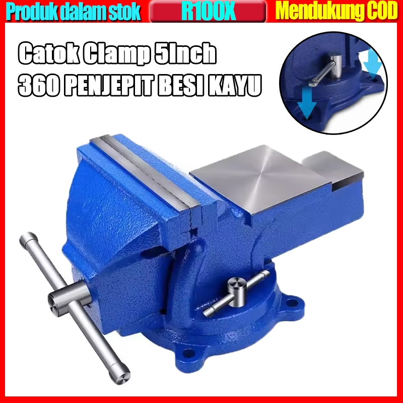 Catok Clamp 5'' 360° Catok Paron Ragum Klem Catok Meja Bench Vise Ragum Tanggem Alat Jepit Serbaguna