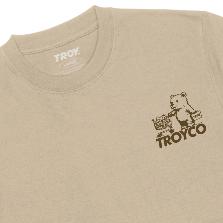 Troy Company Tshirt Beige Shopping Bear - Kaos Lengan Pendek Kaos Beige MTD 3077