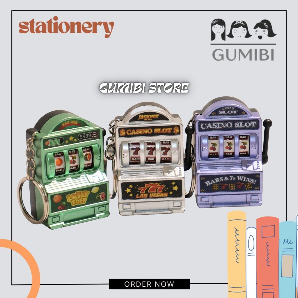 GANTUNGAN KUNCI MAINAN MESIN CASINO MINI keychain keyring SLOT MACHINE LIONTIN LUCU CUTE SOUVENIR HA