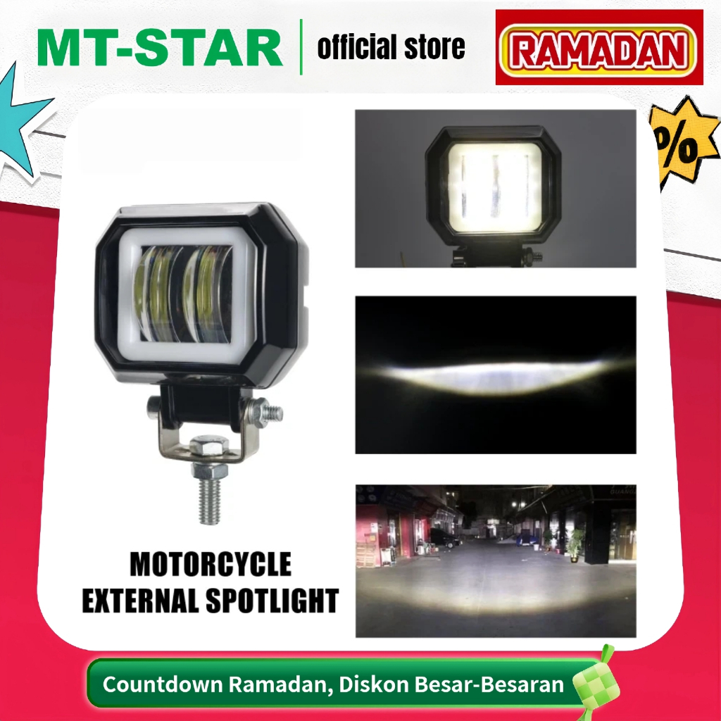 MT STAR  Lampu Tembak Sorot LED MT Star  CWL 2 Mata Lensa 4D CREE Angel Eye Kotak Square