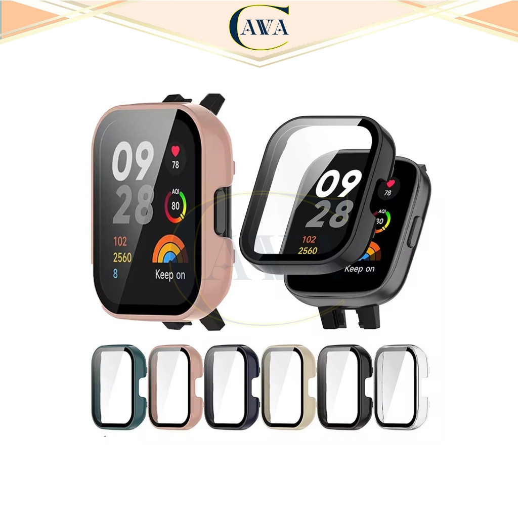Cavva Hard Case Redmi Watch 3 Case + Tempered Glass Xiaomi Redmi Watch 3 Pelindung Layar
