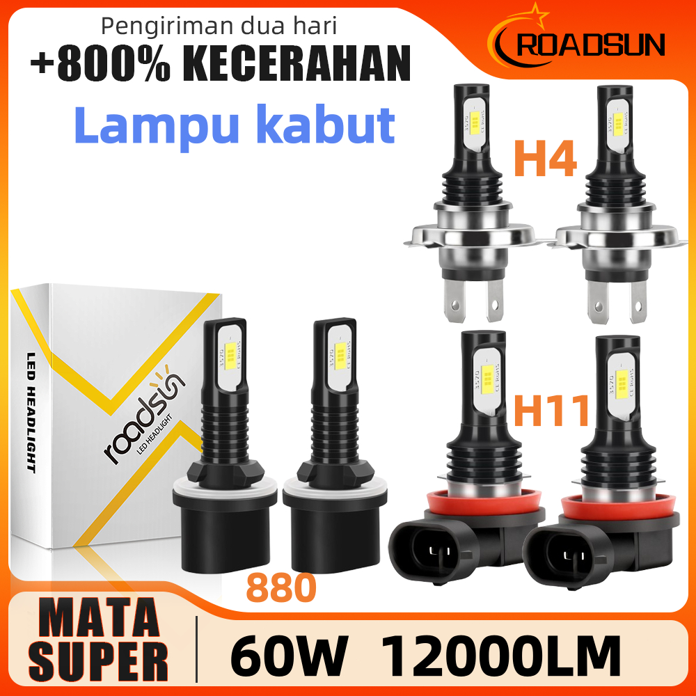 Roadsun 2PCS Lampu Kabut LED Mobil H4 H11 880 Super Terang Plug and Play Tahan Lama Hemat Daya Canbu