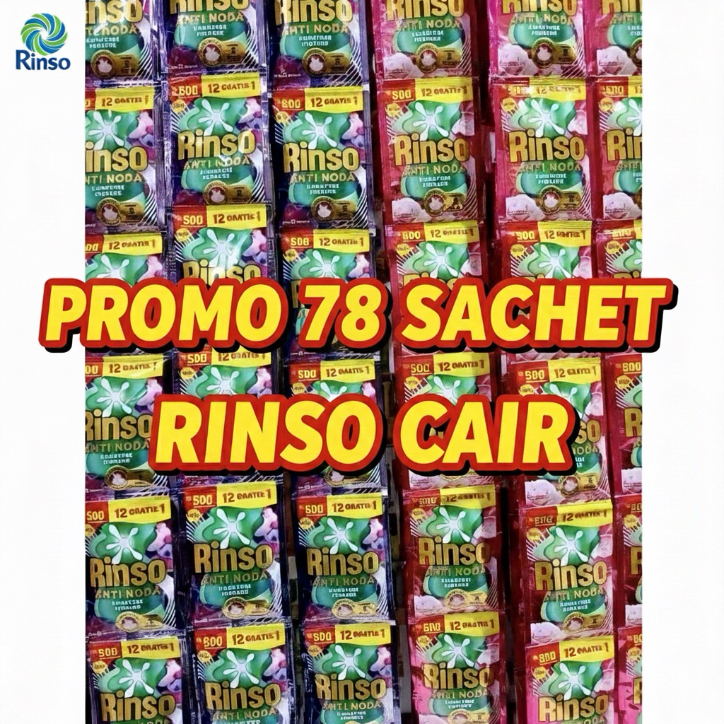 78 SACHET RINSO CAIR DUS GROSIR RINSO ANTI NODA PEWANGI SABUN CUCI BAJU
