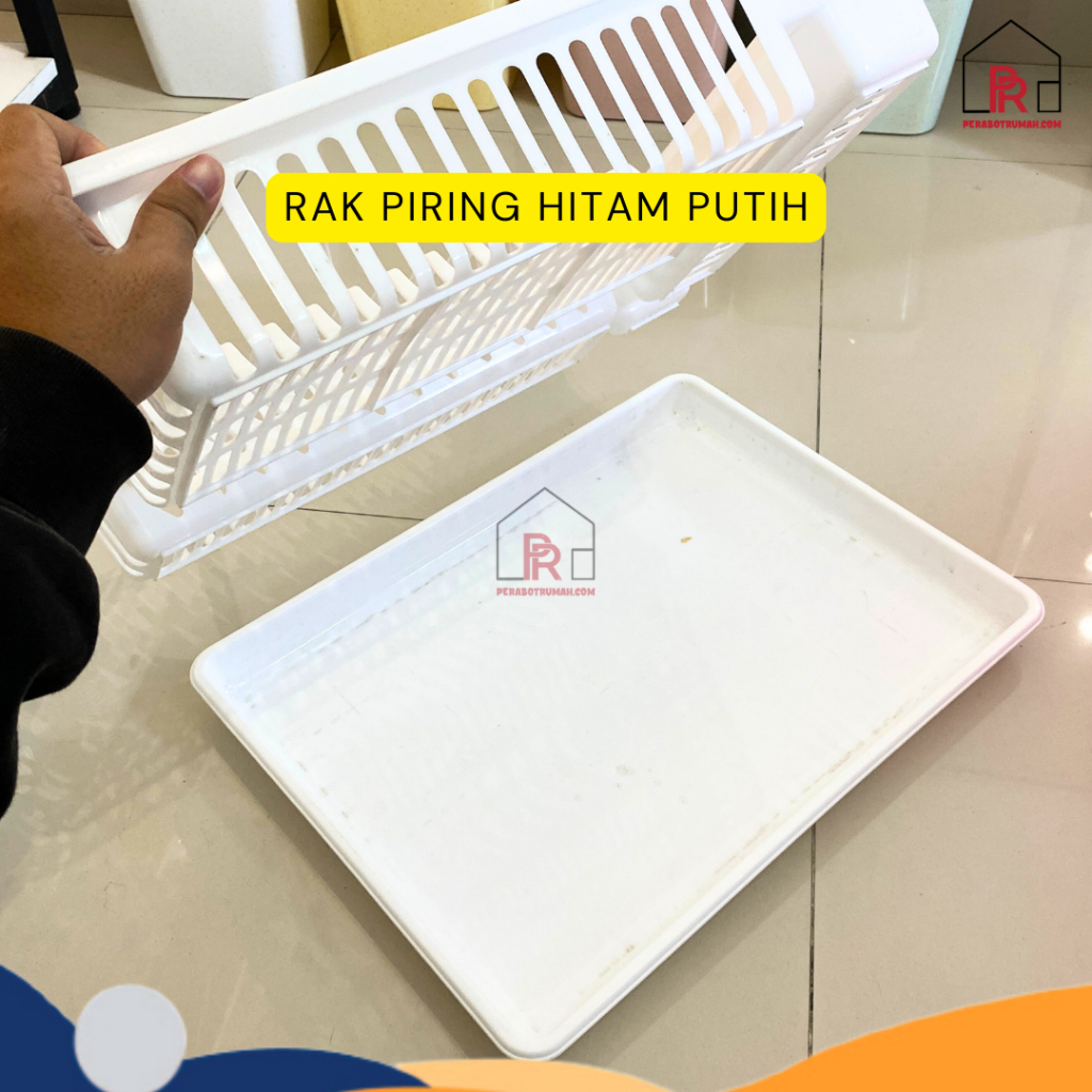 Rak piring Plastik Minimalis Silver Hitam Putih / Rak Piring Susun Plate / Rak Dapur