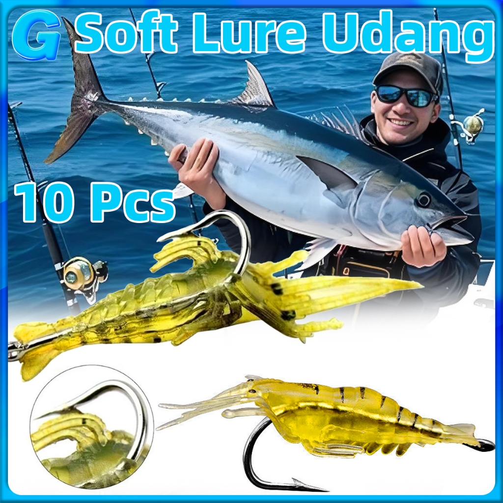 10Pcs Bau Amis Kai Soft Lure 4cm PVC Dengan Kail Stainless Umpan Udang Tiruan Umpan Buatan Udangan U