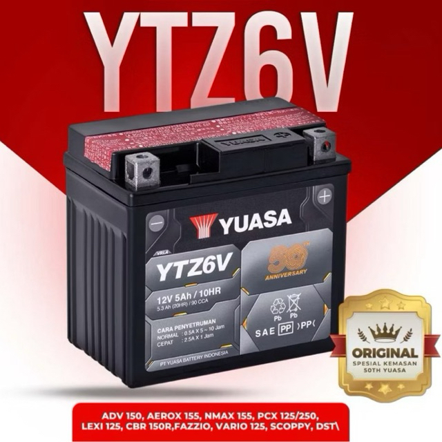 AKI YUASA YTZ6V (Aki Motor Vario 160, NMAX New, Sonic, Fazzio, PCX New, Freego S)