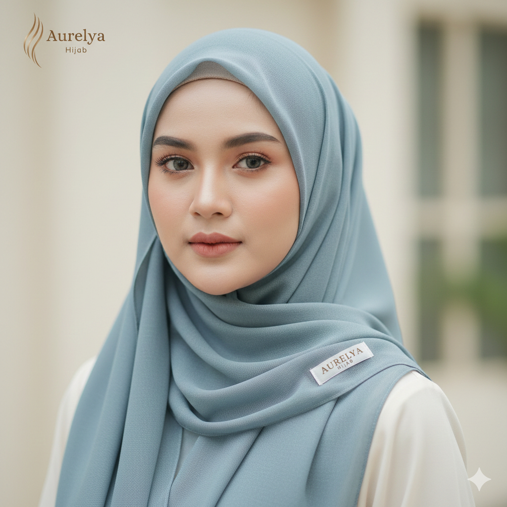 Aurelya Hijab - Hijab Pashmina Syar'i dan Modern - Ice Blue