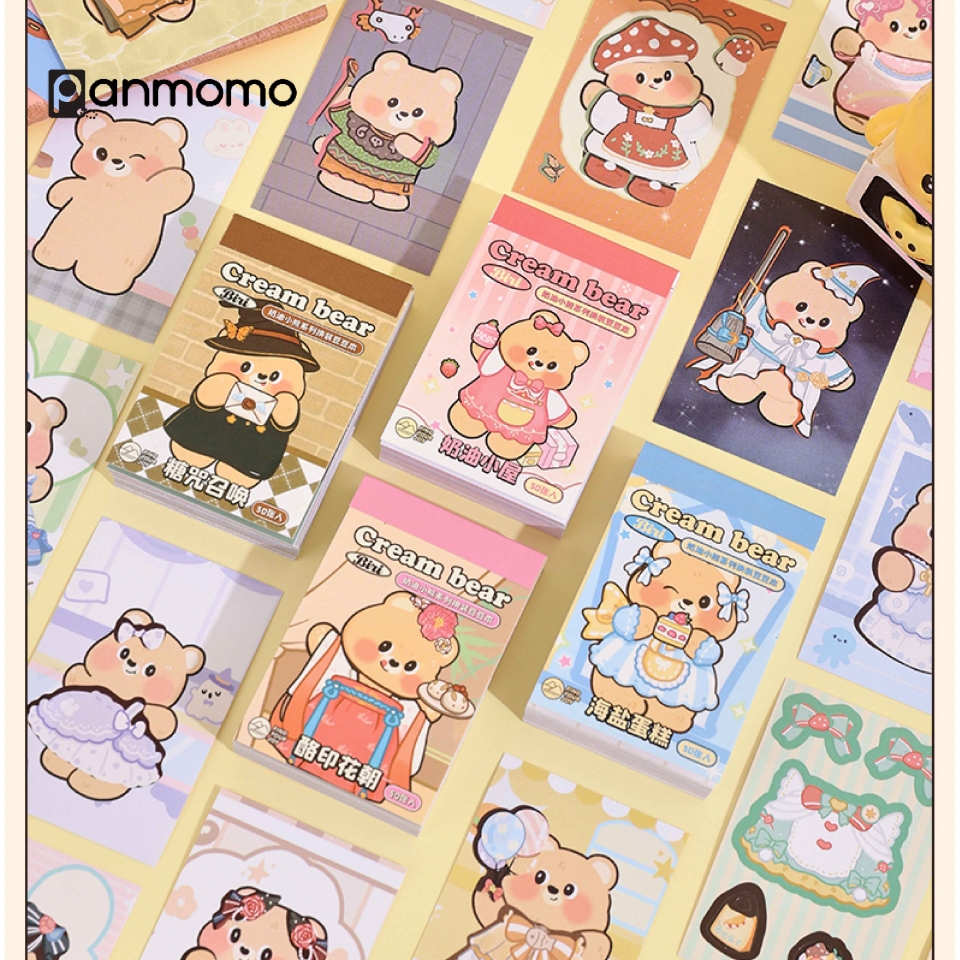 Buku Stiker Dekor Kecil Cream Bear Dress Up / Mini Deco Sticker Book Beruang Mainan Edukasi Anak DIY