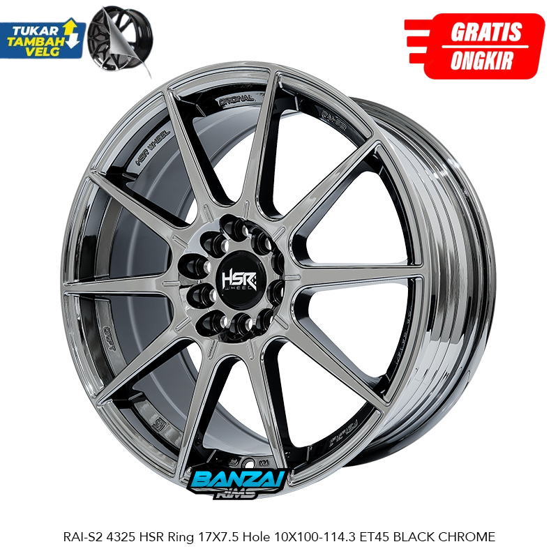 HSR RAI S1 BLACK CHROME R17 INNOVA TERIOS RUSH CIVIC CAMRY ACCORD