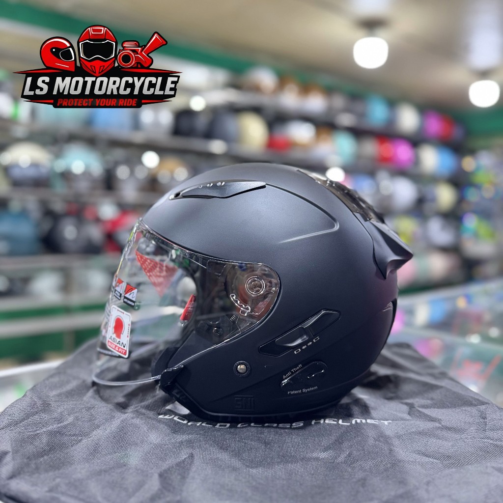 Helm KYT Galaxy Flat R Solid - Black Matt/Hitam Doff Double Visor Half Face KYT Double Visor SNI DOT