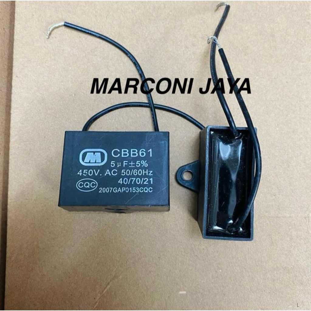 Capasitor CBB61 5uf 450vac kotak kabel
