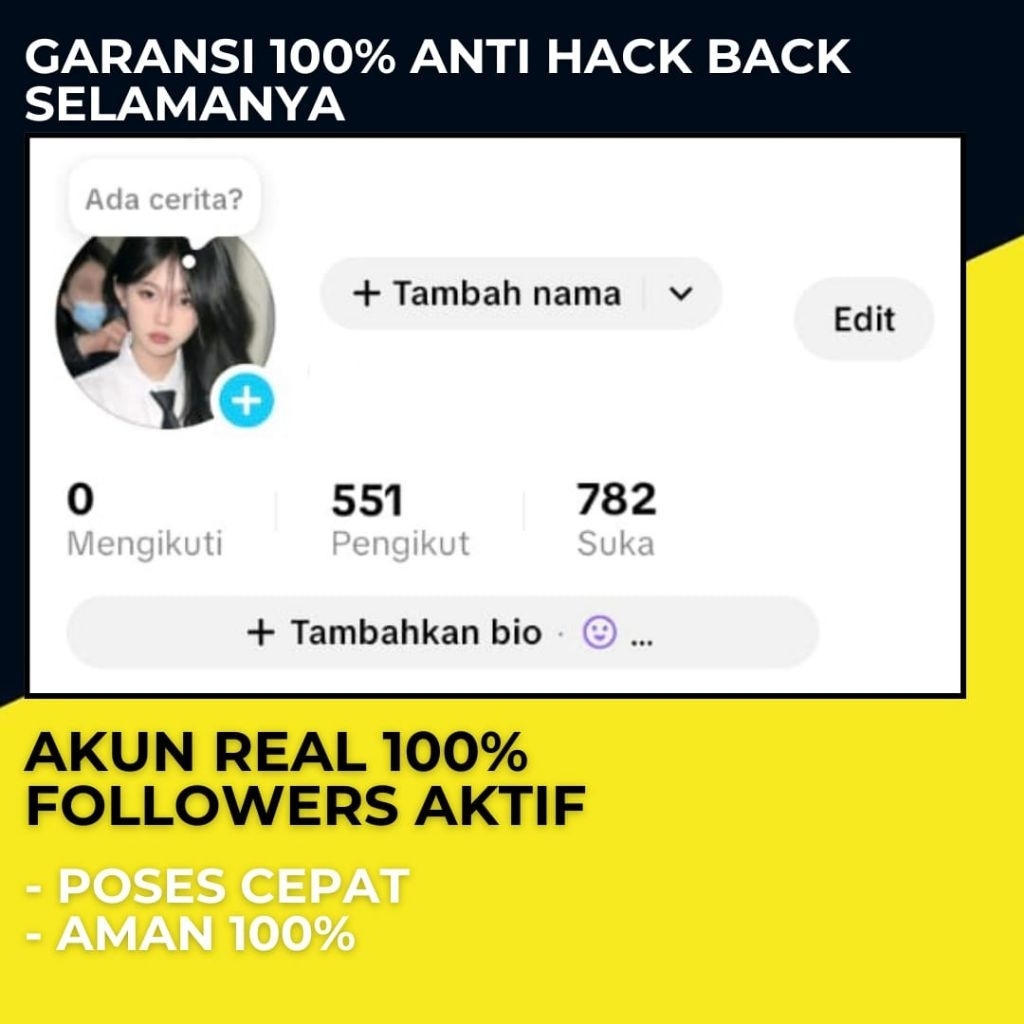 Akun Tiktok 100-500 Followers Indo Real Aktif