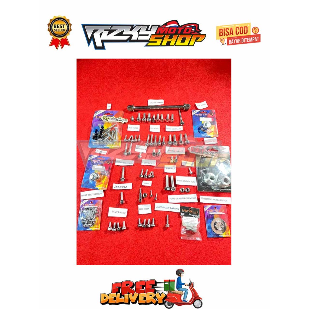 BAUT FULLSET 1 MOTOR BEAT SCOOPY KARBU FI ESP SPACY VARIO 110 TECHNO CW TAHUN 2006 - 2014 CVT KALIPE